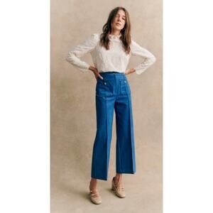 Sezane High Rise Jeans in Vibrant Blue